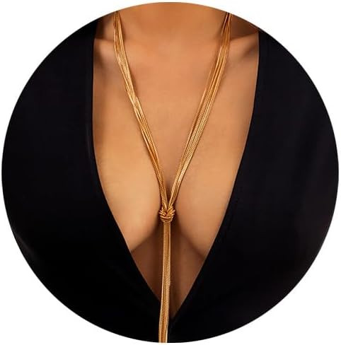 IFKM Gold Necklace for Women Lariat Gold Necklaces 14k Gold Plated Twist Snake Chain Y Necklace W... | Amazon (US)