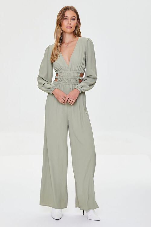 Plunging Cutout Wide-Leg Jumpsuit | Forever 21 (US)