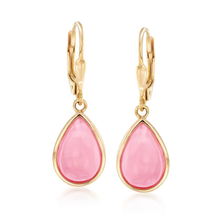 Pink Opal Teardrop Earrings in 18kt Gold Over Sterling | Ross-Simons