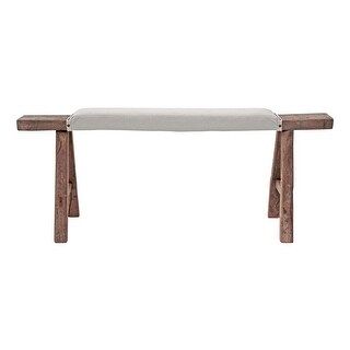 Lily's Living Wide Weathered Natural Reclaimed Wood Vintage Noodle Bench with Upholstered Top (Si... | Bed Bath & Beyond