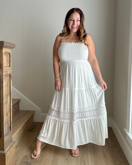 White beach vacation dress 

Fit tips: dress tts, L 

Sandals  style guide  outfit  looks  vacation dress vacation outfit  style guide  jewelry  spring break  pool day 

#LTKSeasonal #LTKstyletip #LTKmidsize