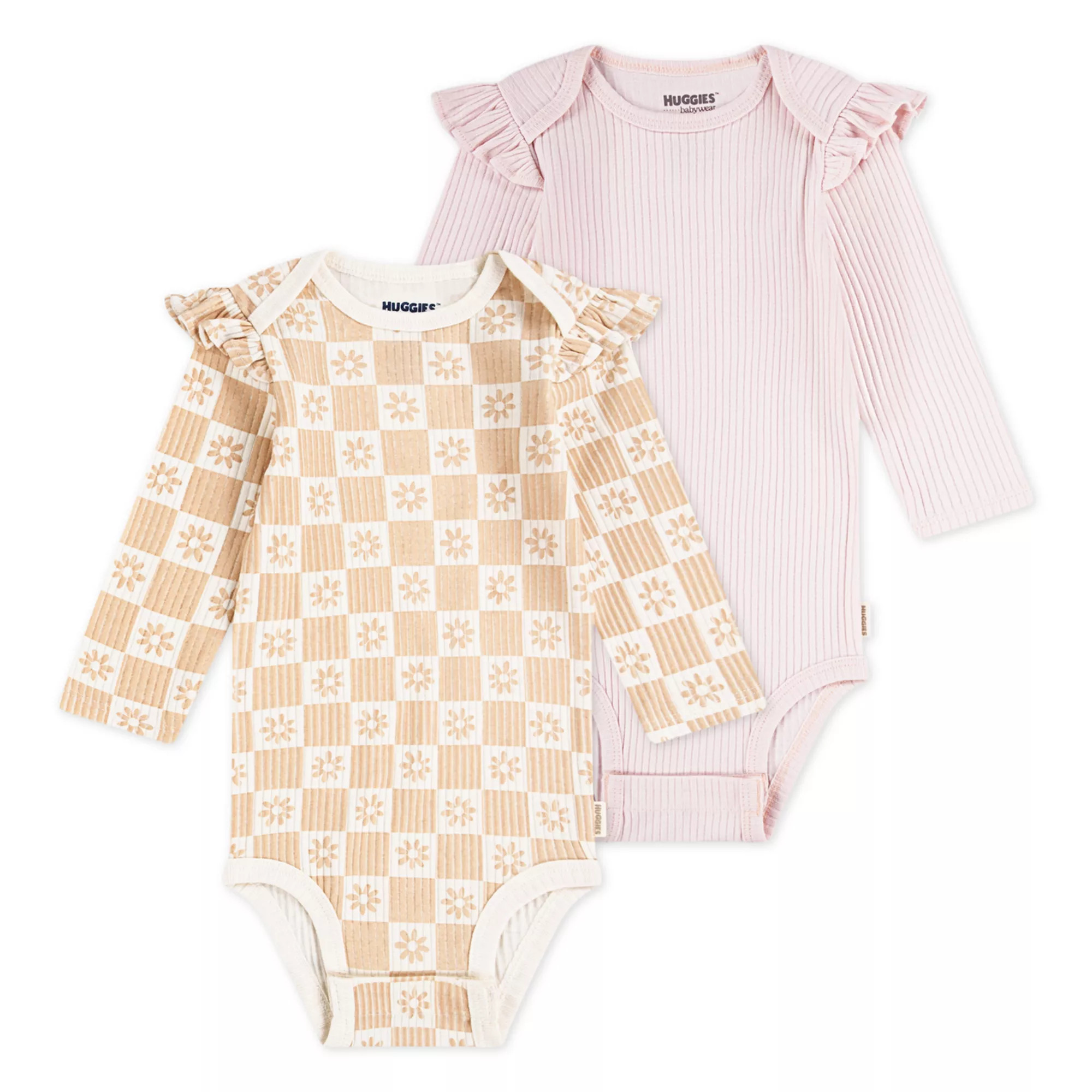 Newborn Baby Girls Huggies Babywear 100% Organic Ruffle Sleeve Bodysuits 2-Pack | Kohl's