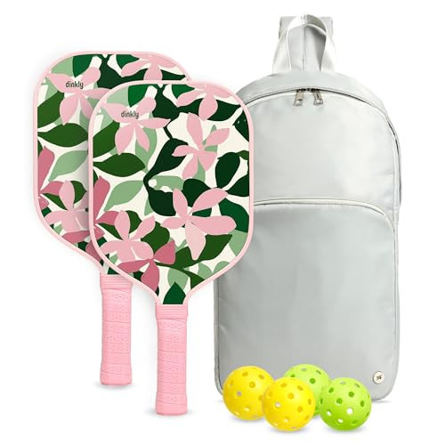 Pickleball Paddles Set of 2 - USAPA Approved Graphite/Fiberglass Pickleball Racket, 2 Pickleball Rackets, 4 Balls and 1 Portable Carry Bag, PinkPickle Ball Set for Men Women Beginners, Flora Pink | Amazon (US)
