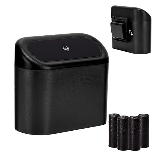 Ginsco Mini Car Trash Can with Lid, Small Car Garbage Can, Cute Leakproof ABS Car Trash Bin, Car ... | Amazon (US)