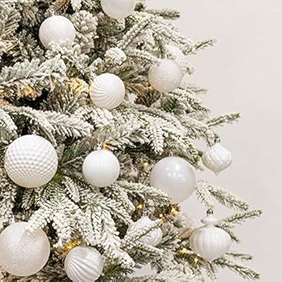 KI Store 34ct Christmas Ball Ornaments White Shatterproof Christmas Decorations Tree Balls for Ho... | Amazon (US)