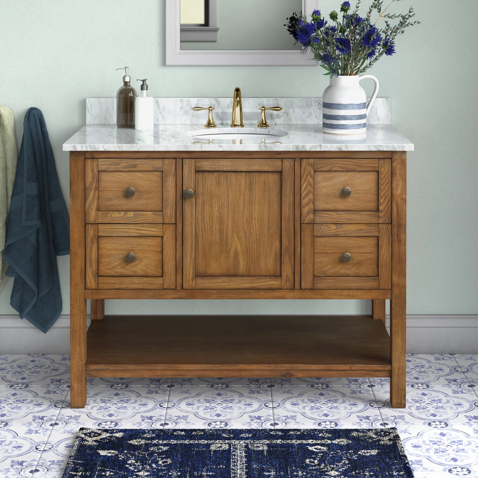 Highgate 42'' Single Bathroom Vanity with Genuine Marble Top | Wayfair North America
