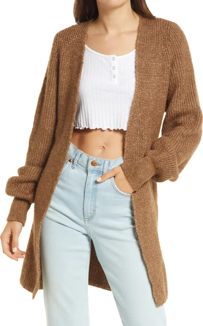Belted Blouson Sleeve Cardigan | Nordstrom