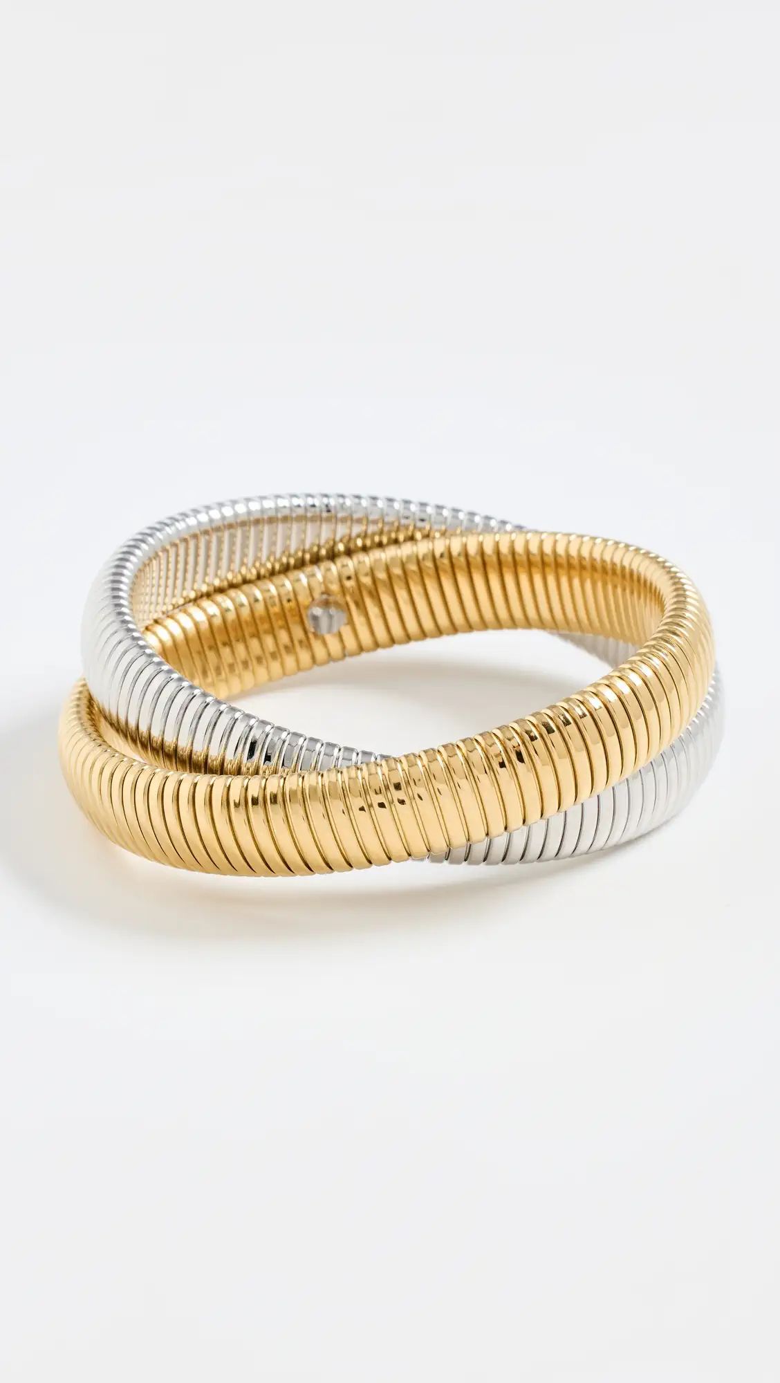 By Adina Eden Chunky Two-Tone Double Intertwined Snake Bracelet | Shopbop | Shopbop
