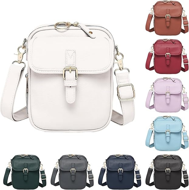 Leather Crossbody Bags for Women Travel Small Bum Bag Anti Theft Waterproof Messenger Bag with Bu... | Amazon (US)