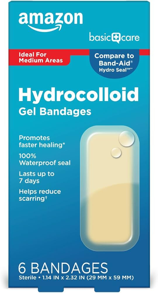Amazon Basic Care Advanced Fast Healing Hydrocolloid Gel Bandages, Large Adhesive Pads with 2X Fa... | Amazon (US)