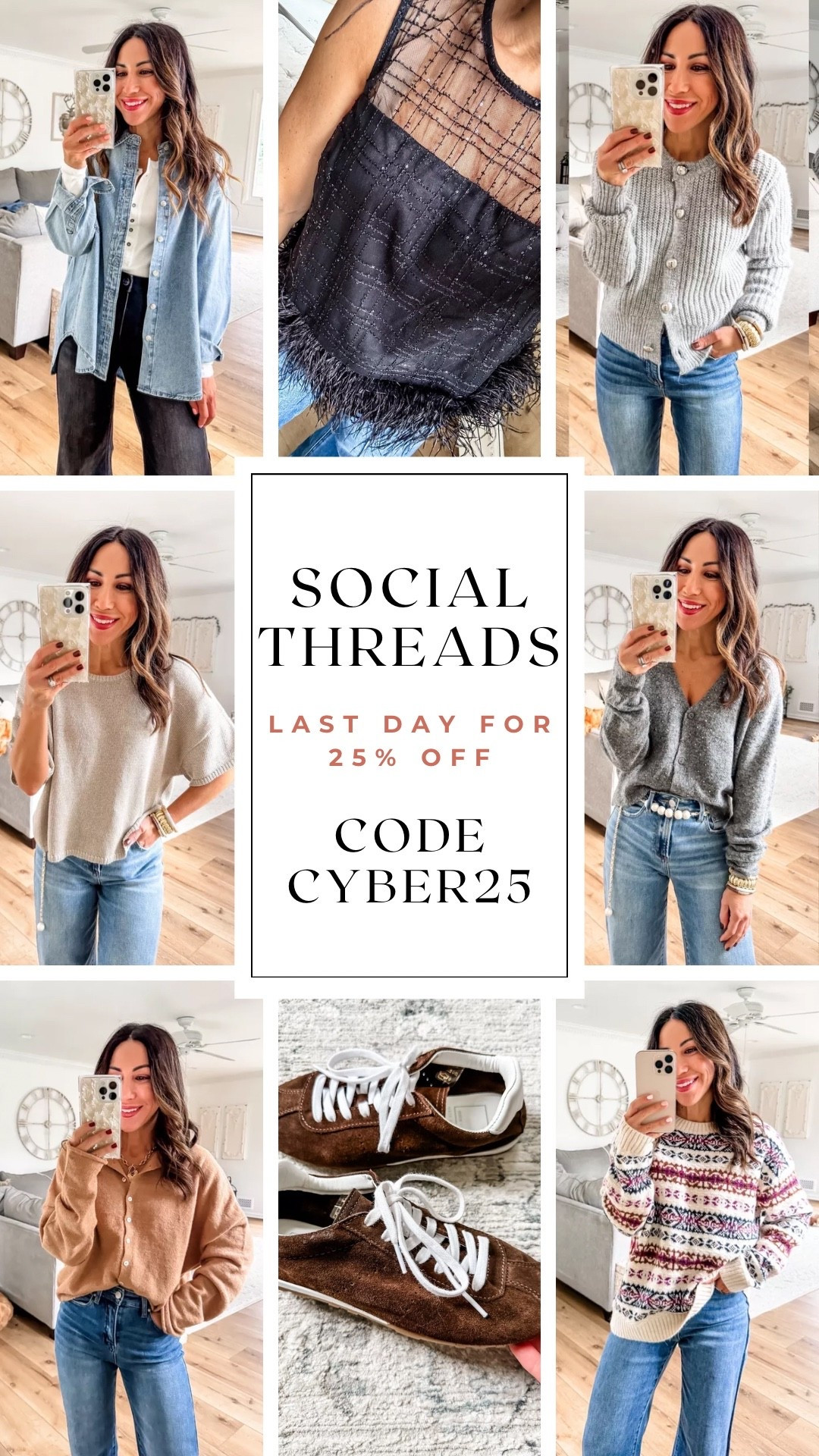 Last day for 25% off at Social Threads. Code CYBER25

#LTKSaleAlert #LTKFindsUnder50 #LTKFindsUnder100