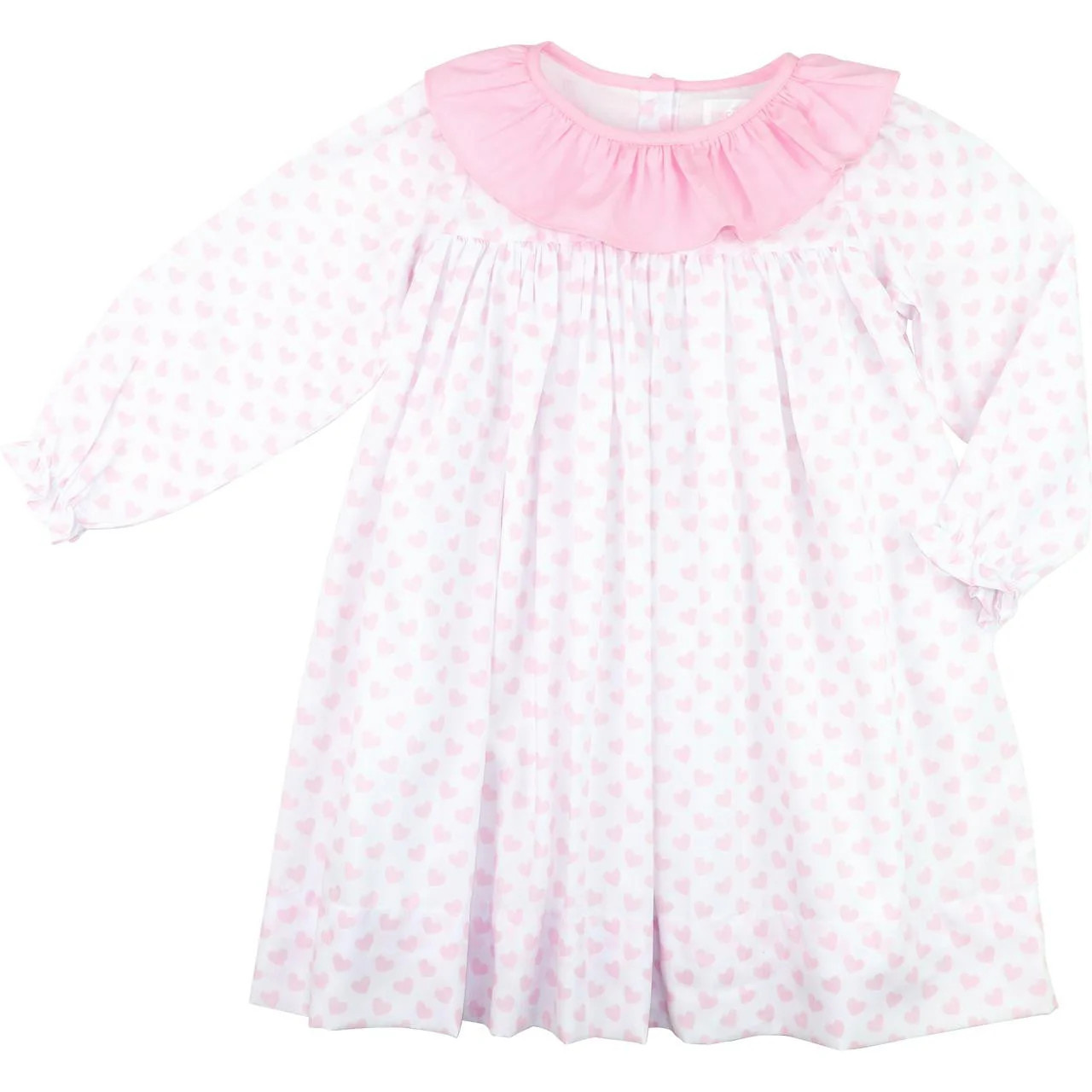 Pink Heart Print Ruffle Collar Dress | Cecil and Lou