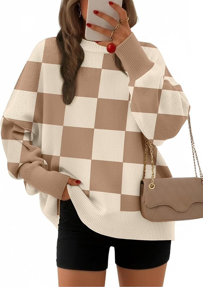 EFAN Women's Oversized Sweaters 2025 Fall Crewneck Batwing Sleeve Pullover Sweaters | Amazon (US)