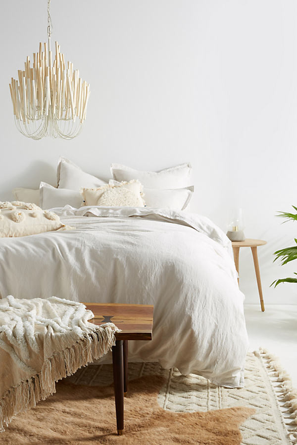 Relaxed Cotton-Linen Duvet Cover By Anthropologie in Grey Size KG TOP/BED | Anthropologie (US)