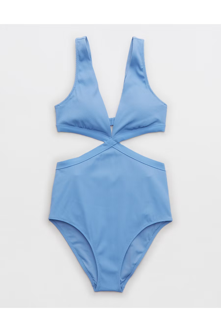 Aerie Ribbed Mix Crossover Cut Out One Piece Swimsuit | American Eagle Outfitters (US & CA)