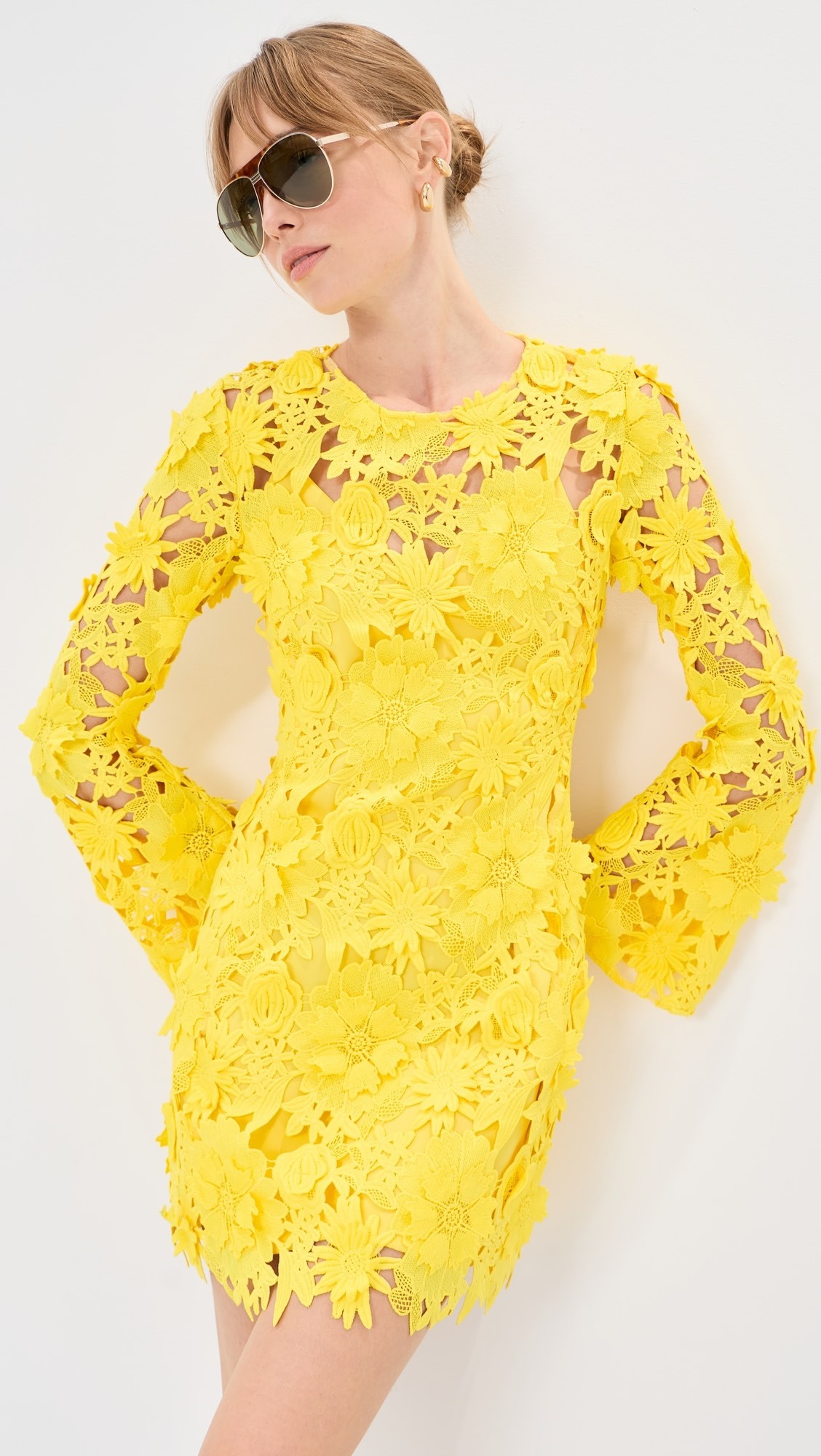 Suzanne Lace Bell Sleeves Mini Dress | Shopbop