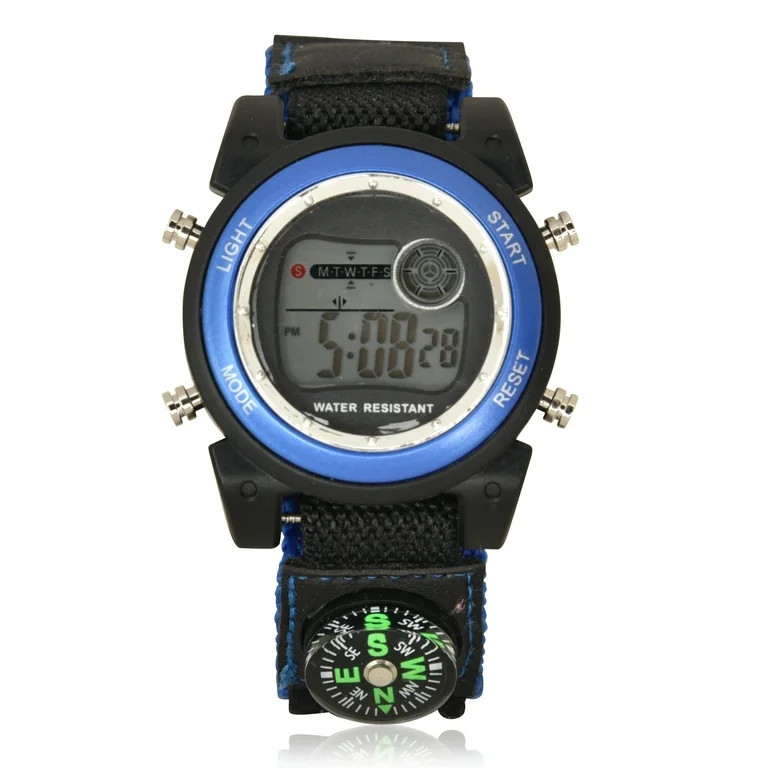 Wonder Nation Black And Blue LED Velcro Watch with Compass - WN4034WM | Walmart (US)