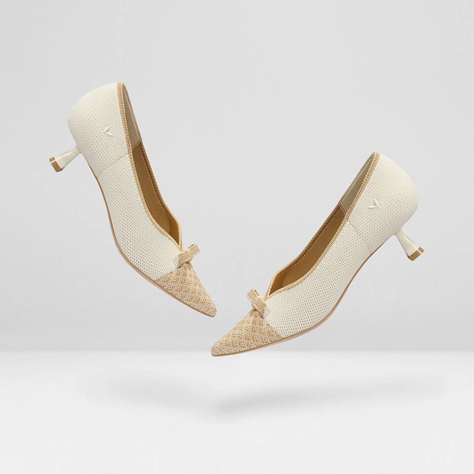 Pointed-Toe Bow Kitten Heels | VIVAIA
