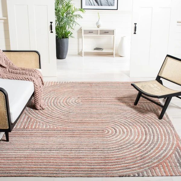 Stalnaker Abstract Handmade Tufted Rust Area Rug | Wayfair North America