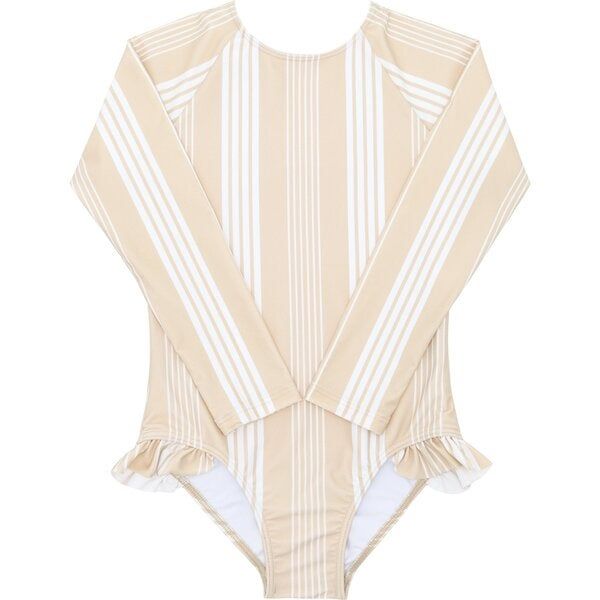 Girls Cafe Stripe Rashguard One Piece | Maisonette