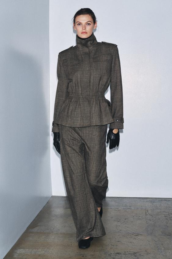 PLAID PEPLUM WOOL BLEND JACKET ZW COLLECTION | Zara US