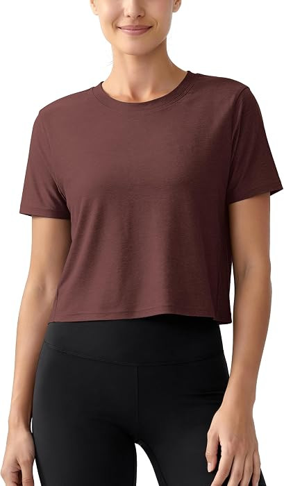 ASLABCREW Women's Everyday Comfort Cropped Tee, Ultra Soft Performance Short Sleeve Relaxed Crop ... | Amazon (US)