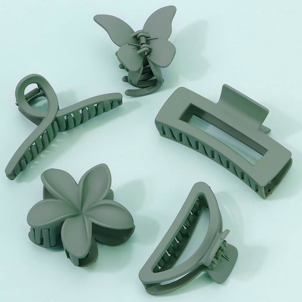 Ahoney 5 Pack Large Claw Hair Clips: Thick Hair Butterfly Flower Banana Clamps, Strong Hold Non-S... | Amazon (US)