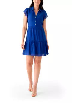 Emma & Michelle Women's Flutter Sleeve Solid A-Line Dress | Belk