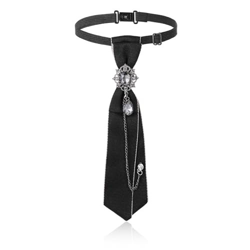 Molain Black Tie for Women, Adjustable Pre-Tied Necktie with Rhinestone for Formal Party & Daily Wear, Women's Tie for Suits & Blazers (Black) | Amazon (US)