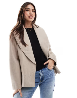 ONLY wrapped short coat in beige | ASOS (Global)