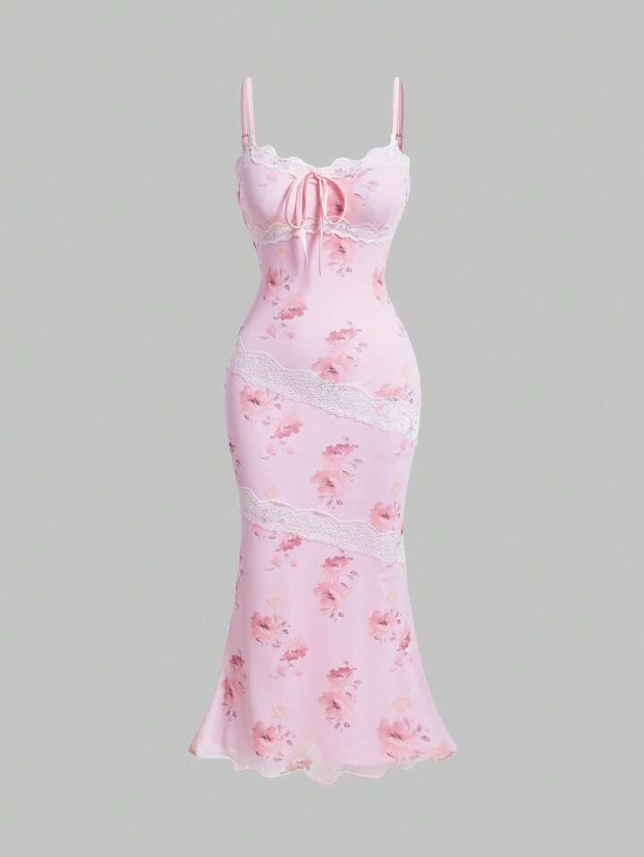 SHEIN MOD Vrouwen Bloemen Geprint Spaghetti bandjes Jurken | SHEIN