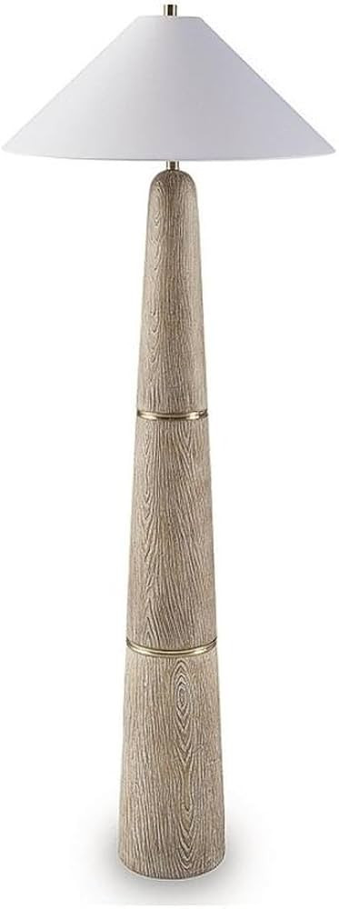BOWERY HILL Modern Floor Lamp, Polyresin and Metal Construction, Faux Wood Brown Finish with Gold... | Amazon (US)