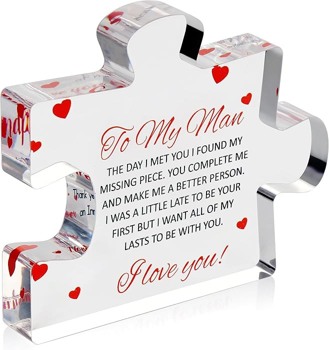 to My Man - Engraved Acrylic Block Puzzle 4.1 x 3.5 inch Gifts for Him for Husband - Fiance Birth... | Amazon (US)