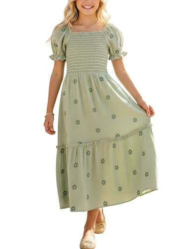 Amazon.com: Sunny Spirit Girls Dress Summer Dresses for Girl Maxi Boho Long Smocked Cotton Cute K... | Amazon (US)