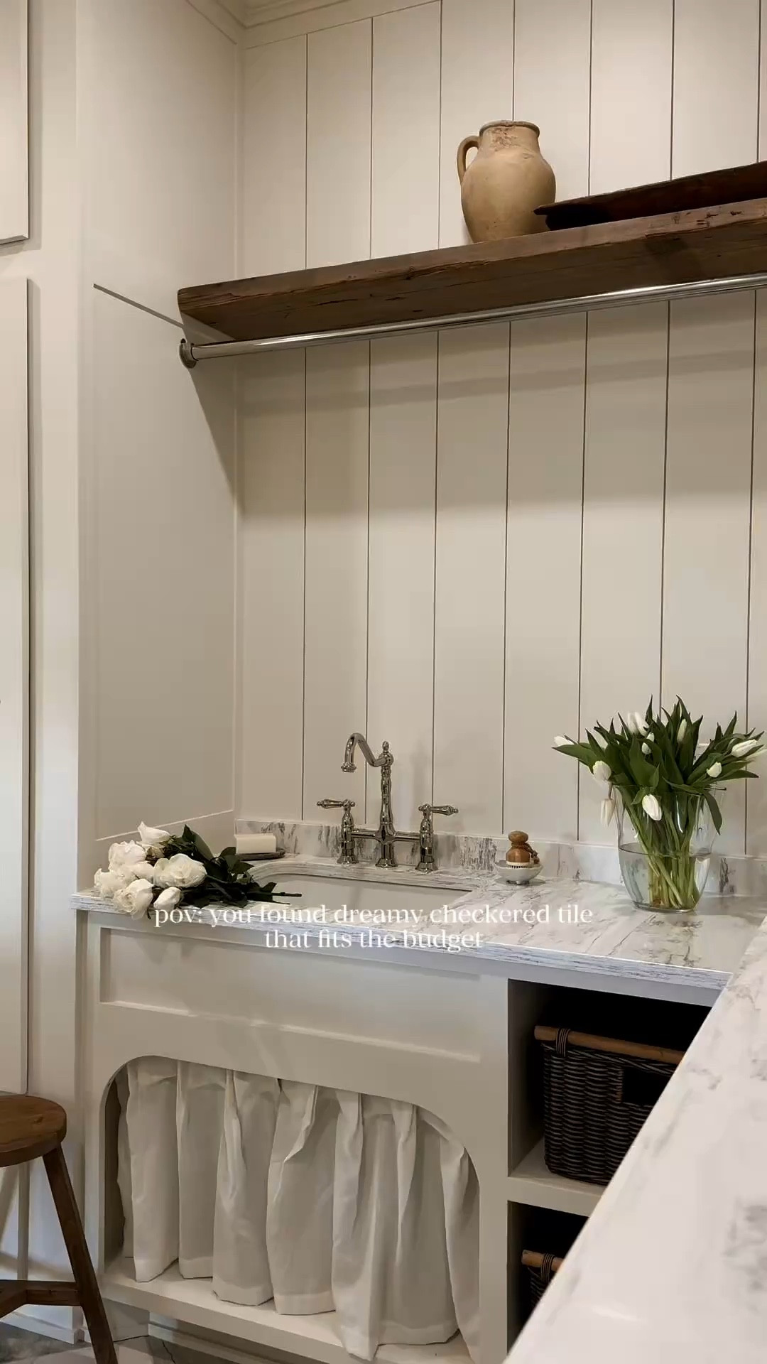 Dreamy checkered tile that fits the budget at only $1.70 a square foot!! Laundry room goals. Neutral laundry room. Utility room. Mud room decor. Entryway. Back entry. Home decor  @lowes 

#LTKHome