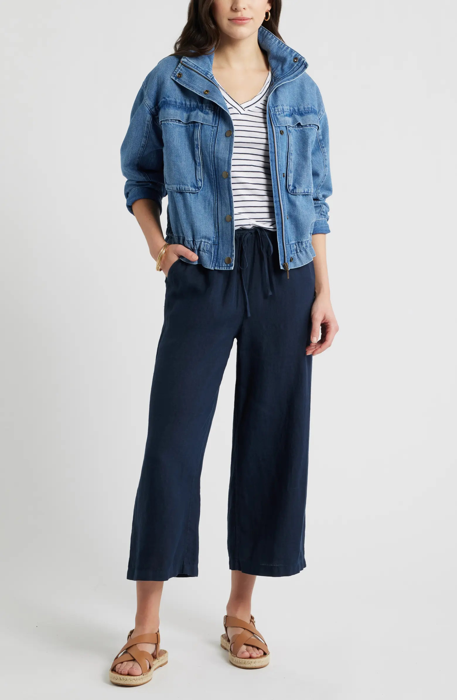 Wide Leg Crop Linen Pants | Nordstrom