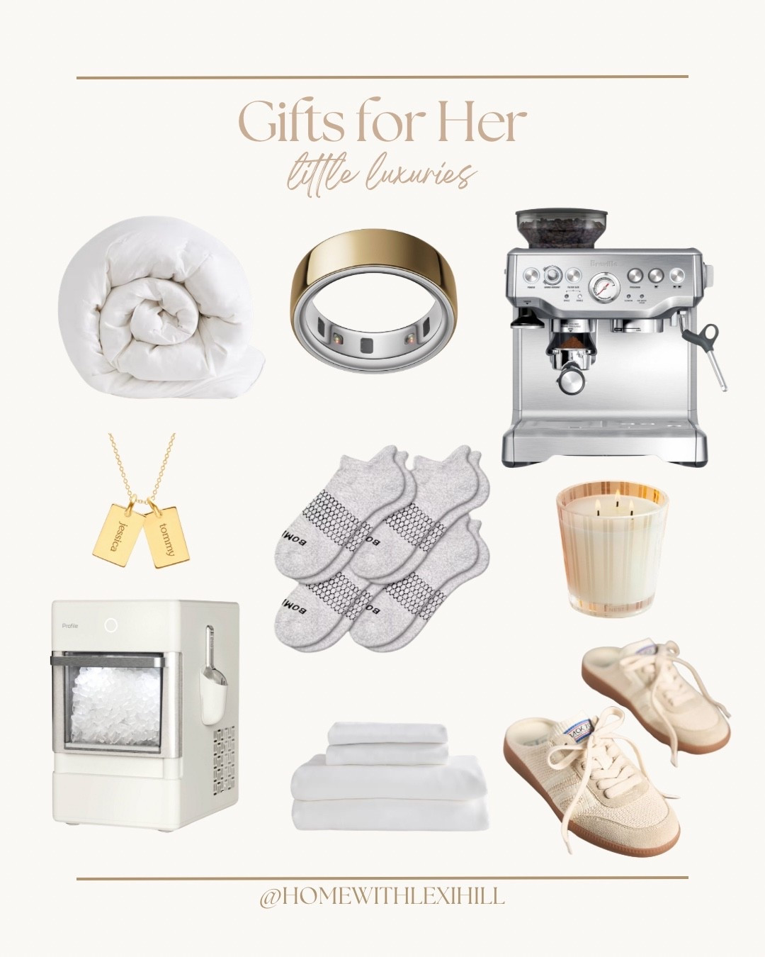 Gifts for her, luxury gifts, health gifts, gifts for mom, coffee maker, Breville, nugget ice maker, bedding, bamboo sheets, necklace, stocking stuffers

#LTKHoliday #LTKCyberWeek #LTKGiftGuide