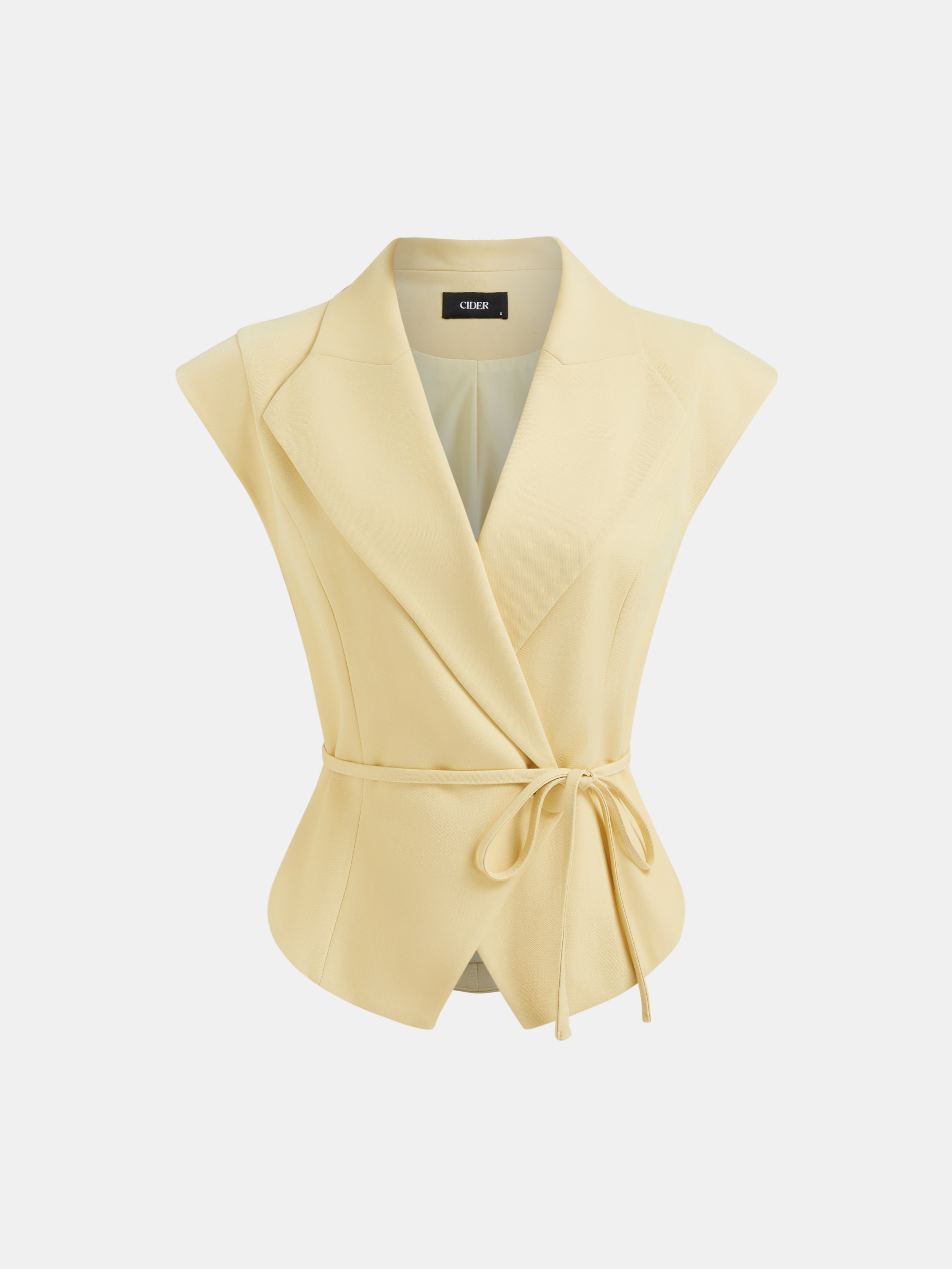 Woven Collar V-neck Knotted Blazer Vest For Daily Casual Work | Cider