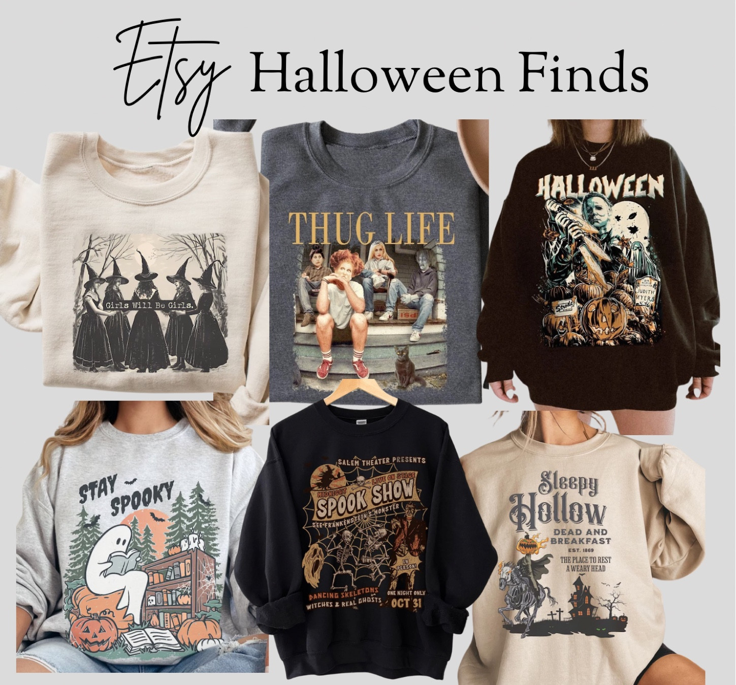 Halloween sweatshirts from Etsy! So many cute finds! Halloween, Fall, Sanderson sisters, Hocus Pocus, pumpkin, Friday the 13th, spooky, witches, affordable sweatshirt, cozy, top, shirt
#halloweensweatshirt #fallsweatshirt #cutesweatshirt #halloween #teacheroutfit 

#LTKFindsUnder50 #LTKMidsize #LTKSeasonal