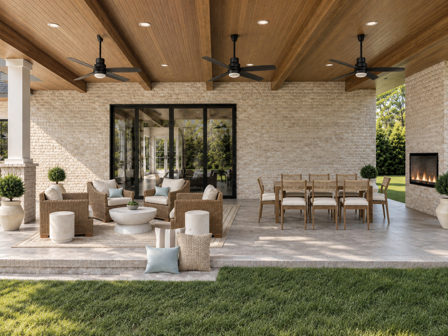 Football season was MADE for a space like this 🏈🤎 How fun would it be to host a tailgate out here, or just hang with friends while the kids run around and play in the yard?! The ultimate indoor-outdoor entertaining space! ✨ 

 