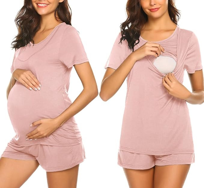 Ekouaer Maternity Pajamas Set Labor/Delivery/Nursing for Hospital Home, Basic Nursing Shirt, Adju... | Amazon (US)
