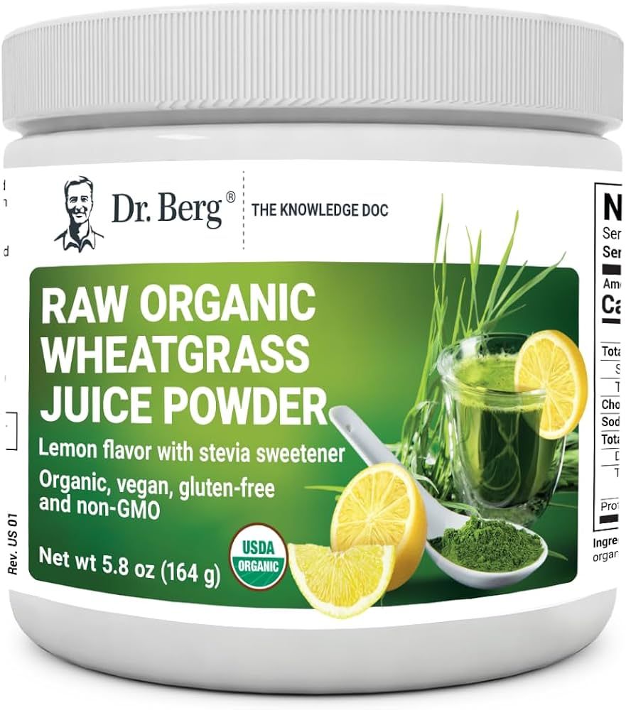 Dr. Berg USDA Certified Organic Green Powder Superfood (60 Servings) - Made with Raw Wheatgrass P... | Amazon (US)