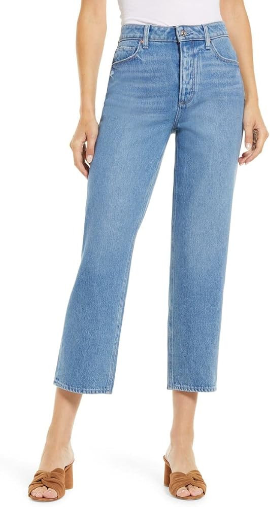 PAIGE Women's Noella Vintage Slightly Slouchy High Rise Straight Leg W/Covered Buttonfly | Amazon (US)