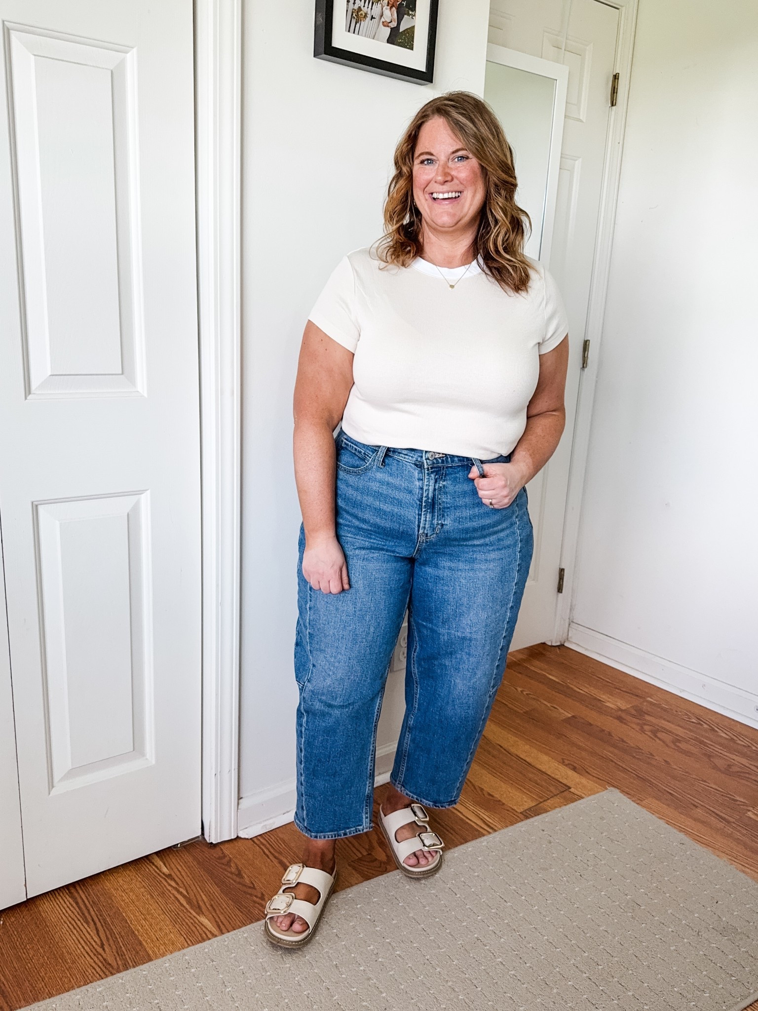 Wearing an XL in the tee and a 14 petite in the barrel jeans 

#LTKFindsUnder50 #LTKMidsize #LTKPetite