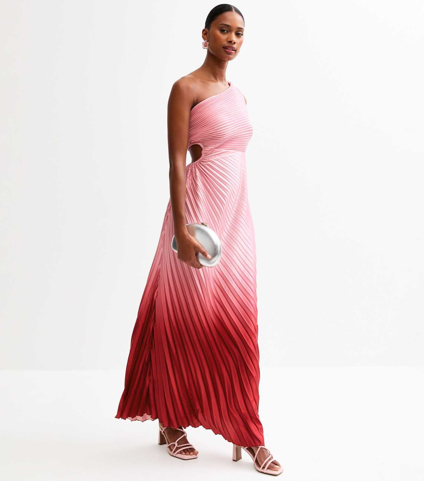 Pink Ombre Pleated Satin Maxi Dress | New Look | New Look (UK)