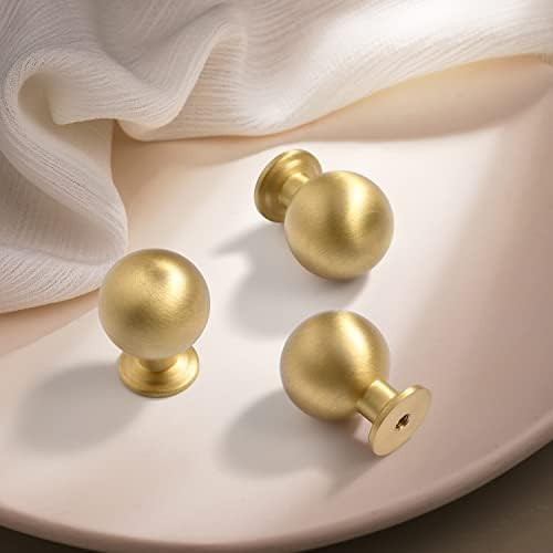 DAIRAZAN Brushed-Gold Drawer Cabinet Knobs - 5 Pack Solid Brass Handles Hardware for Dresser Kitchen | Amazon (US)
