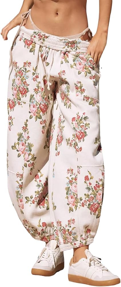 Leopard Pants Women Barrel Sweatpants Casual Baggy Cheetah Print Lounge Pants Drawstring Joggers ... | Amazon (US)