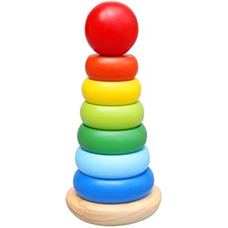 Melissa & Doug Rainbow Stacker Wooden Ring Educational Toy | Amazon (US)