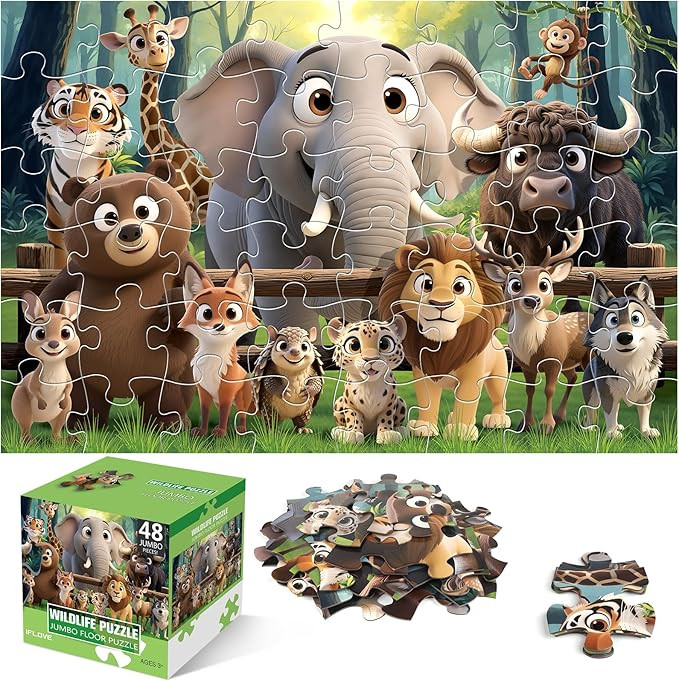 Amazon.com: Jumbo Floor Puzzle for Kids,48 Piece Forest Animal Large Jigsaw Puzzles,Learning Educ... | Amazon (US)