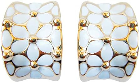 Navachi 18k Gold Plated Square Rainbow Colorful Enamel Leaves Flower Omega Back Earrings | Amazon (US)